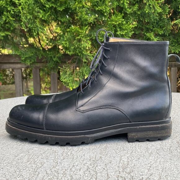 9E BALLY Calim Black Calfskin Leather Cap Toe Dress Boots Black Italy main image 8
